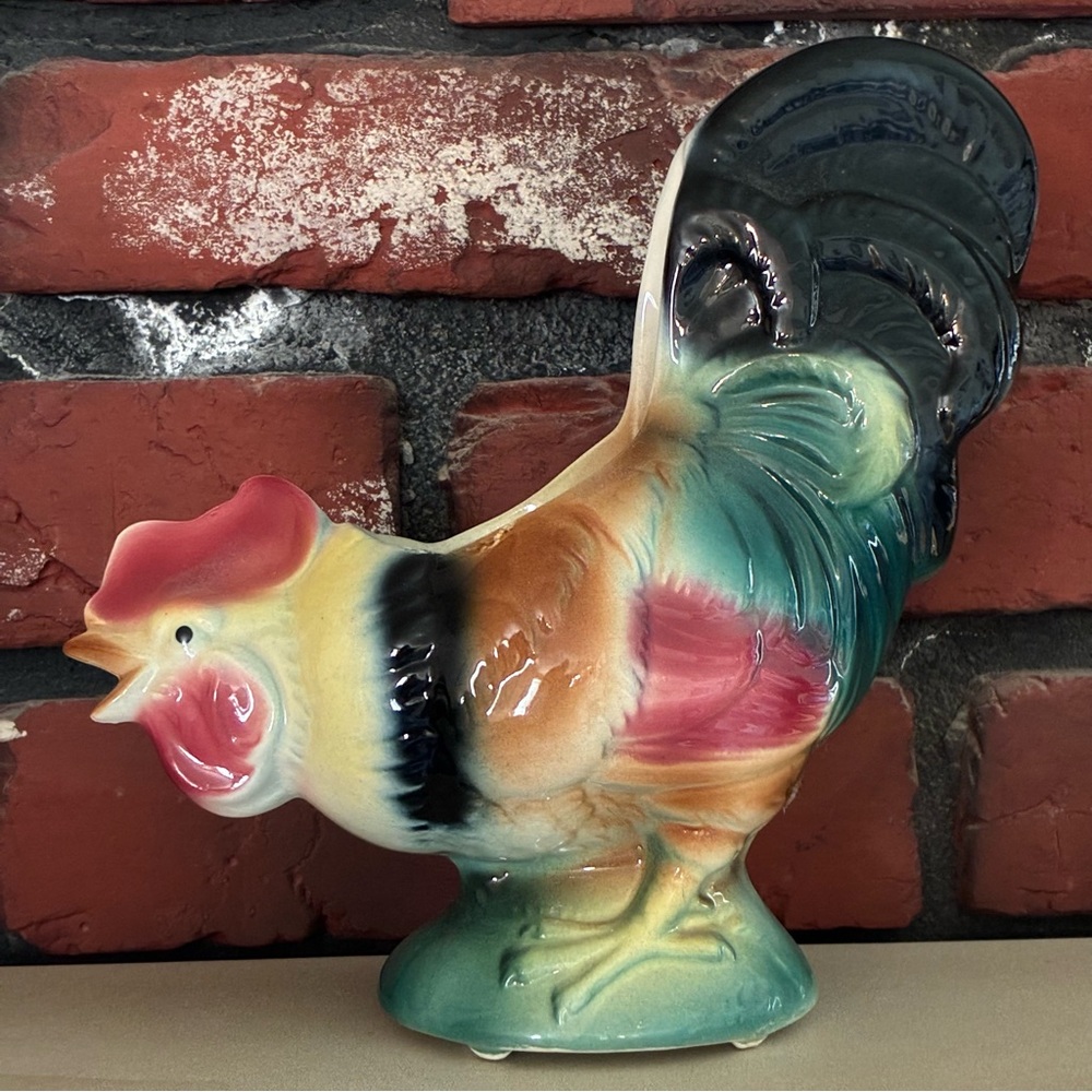 Vintage 50s Rooster Planter Ceramic